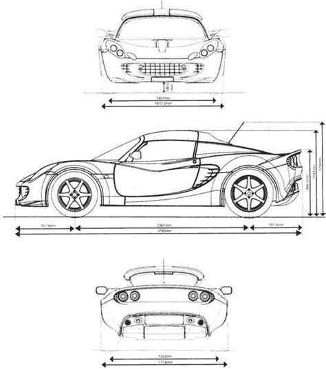 Car Blueprint Lotus Elise Car Drawings Blueprints
