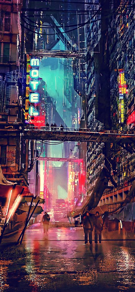 1125x2436 Science Fiction Cyberpunk Futuristic City Digital Art 4k
