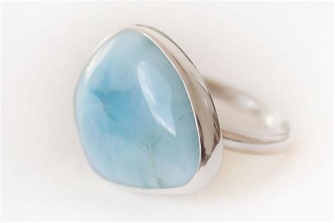 Larimar Ring Blue Ring Larimar And Silver Ring Pale Blue Ring Pale