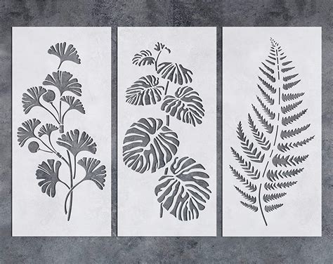 Gss Designs Wall Art Green Leaf Painting Wall Stencil 3 Pack Plants