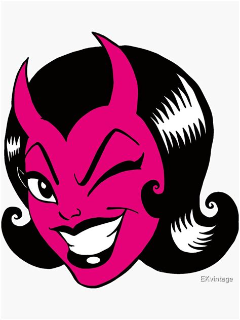 Winking Devil Girl Sticker By Ekvintage Redbubble