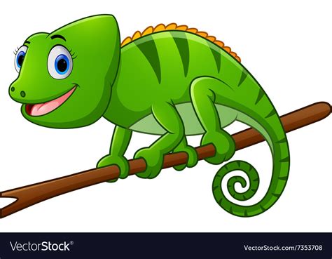 Cartoon Lizard On Branch Royalty Free Vector Image