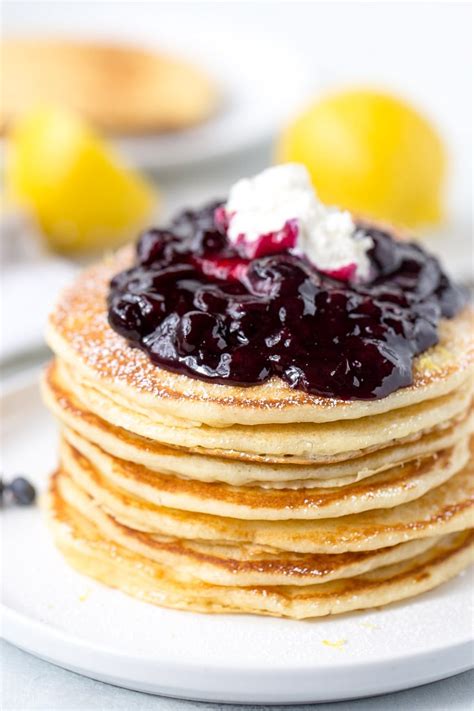 Lemon Ricotta Pancakes With Blueberry Compote A Classic Twist