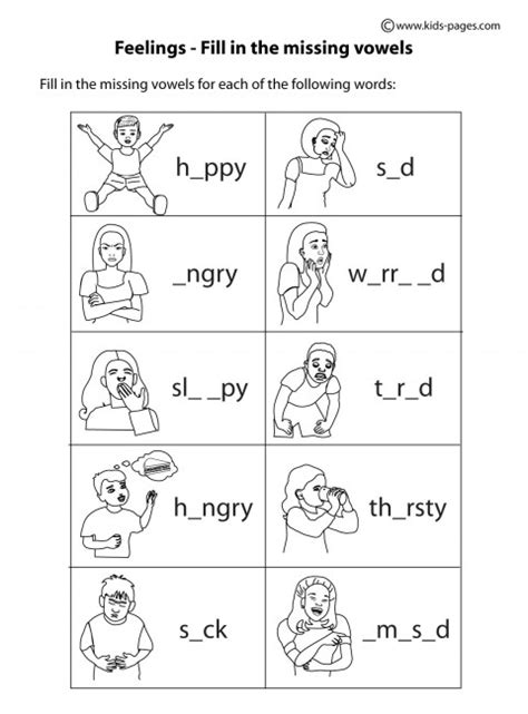 Set of three worksheets for beginners to work on the topic feelings and emotions. Feelings Fill In 2 B&W worksheet