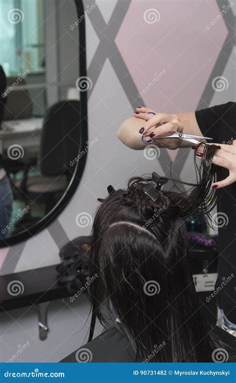 Female Haircut In A Hairdresser S Stock Photo Image Of Haircutting