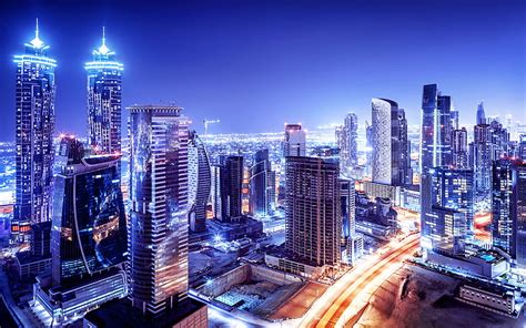 Hd Wallpaper Dubai Night Photograph Of Air Orange Light In The City