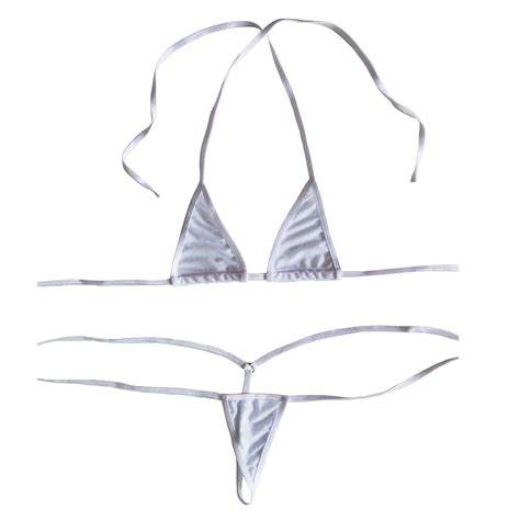 Esquki Womens Sheer Extreme Bikini Halterneck Top And Tie Sides Micro
