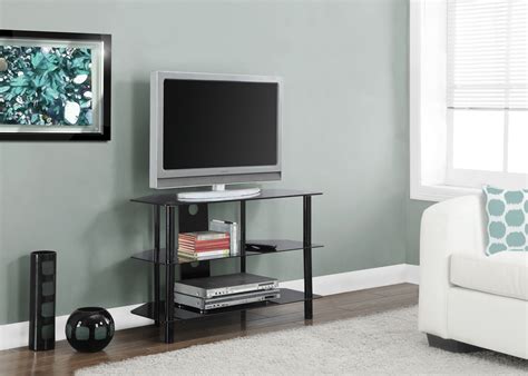 Tempered Black Glass Metal Tv Stand From Monarch 2506 Coleman Furniture