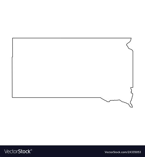 South Dakota State Of Usa Solid Black Outline Vector Image