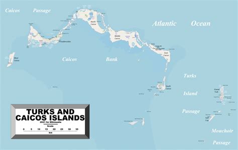 Carte des îles Turques et Caïques