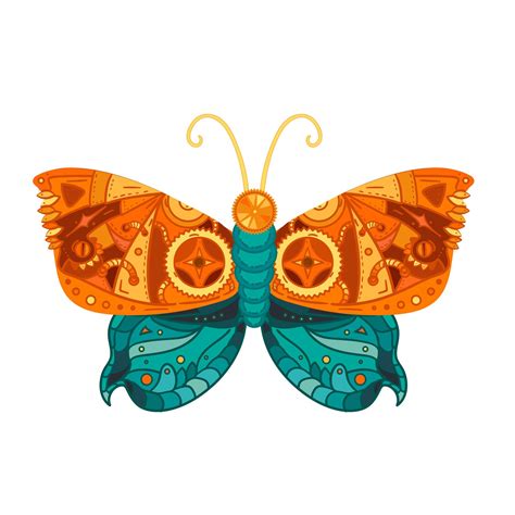 Steampunk Butterfly Tattoo 2972025 Vector Art At Vecteezy