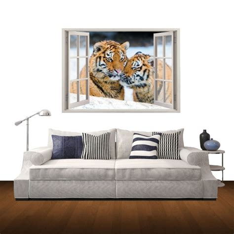 3d Tiger Window View Removable Wall Art Sticker 60 X 85 X 03 Cm