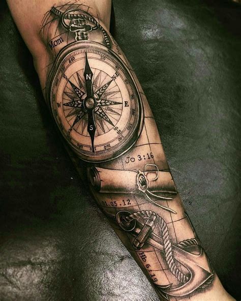 Compass Tattoo Design For Arm