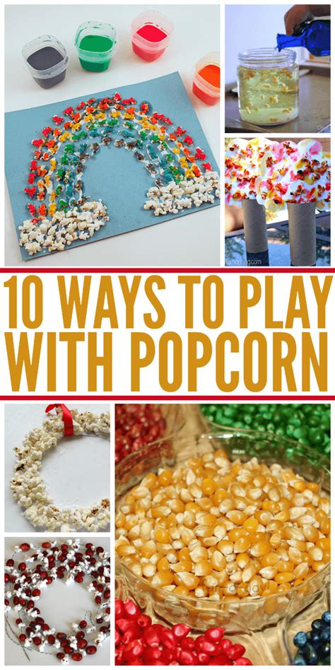 10 Ways To Play With Popcorn With Images Popcorn Crafts