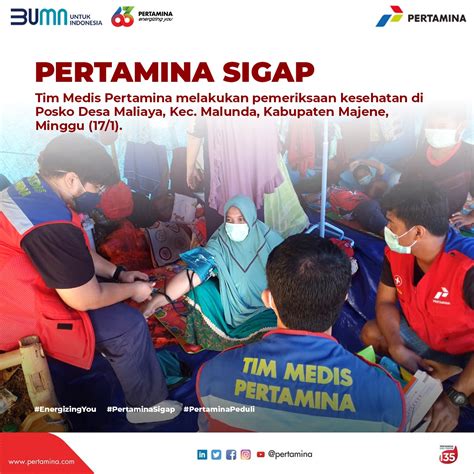 Pertamina Sigap Berikan Bantuan Medis Bagi Korban Gempa Sulawesi Barat