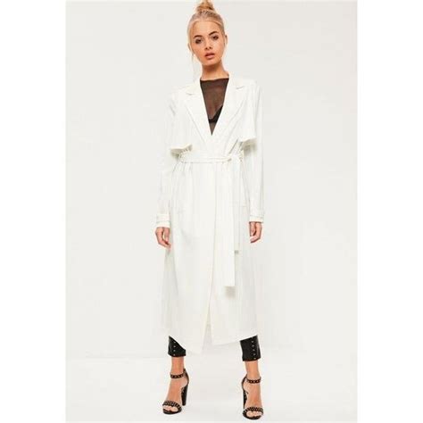 Missguided White Utility Detail Formal Duster Jacket 36 Liked On Polyvore Featuring Outerwear