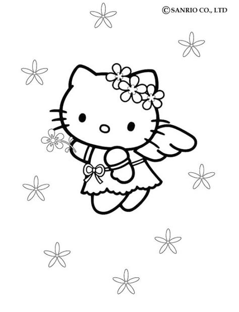 Little girls very much like hello kitty coloring pages which you can download or print without big work. HELLO KITTY coloring pages - Hello Kitty little angel