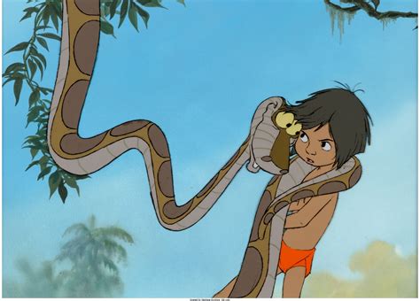 The Jungle Book Mowgli And Kaa Production Cel Setup Walt Disney Jungle Book Snake Kaa