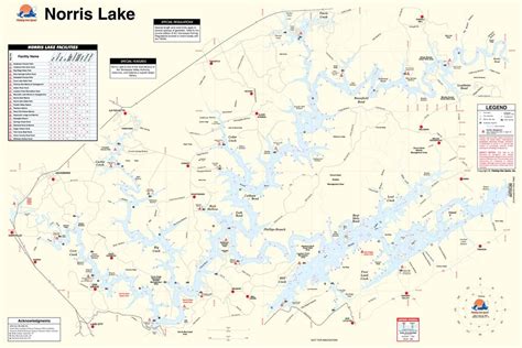 Norris Lake Tennessee Waterproof Map Fishing Hot Spots Lakes