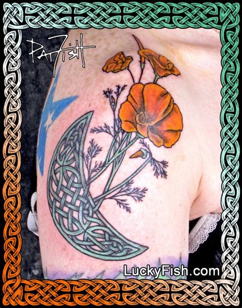Pictish Moon Poppies Celtic Tattoo — Luckyfish Inc And Tattoo Santa