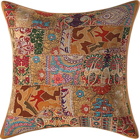stylo culture ethnic decorative large cushion covers 60 x 60 home decor khaki vintage fabric