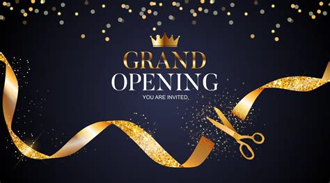 Grand Opening Card With Ribbon And Scissors Background 2449913 Vector