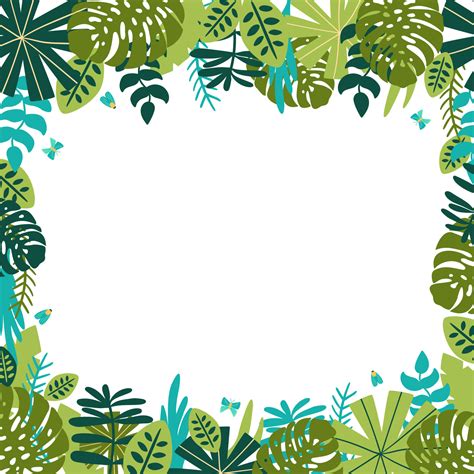 Safari Frame Green Jungle Floral Frame Tropical Leaves Palm Leaves