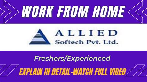 Allied Softech Pvt Ltd Is Hiring Work From Home Jobs For Freshers