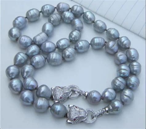 10 11mm AAA South Seas Gray Pearl Necklace 18inch 8 Bracelet In Jewelry