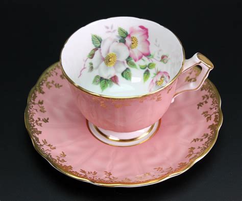 Aynsley Pink Apple Blossoms Flowers Rose Textured Cup And Saucer Ebay Aynsley Tea Cup Aynsley