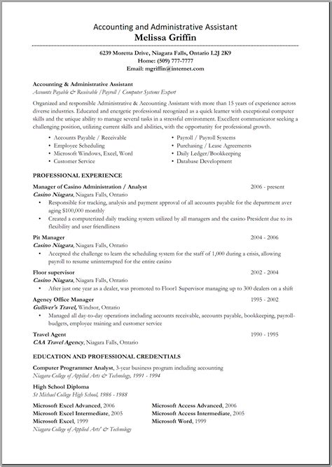 Canadian Resume Sample For Administrative Assistant Resume Template