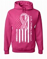 Pink Ribbon Distressed Flag Hoodie Breast Cancer Awareness Sweatshirt ...