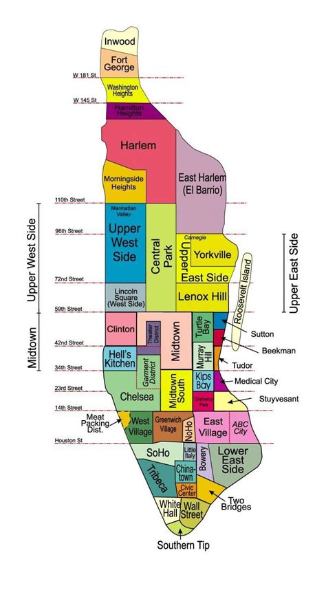 Karte Von Nyc Nachbarschaften Von Manhattan Druckbare Karte Von Die