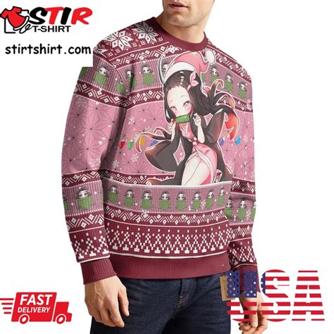 Demon Slayer Ugly Sweater Custom Nezuko Kamado Knitted Sweatshirt Anime