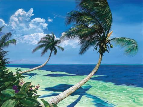 Beckoning Palms Tropical Beach Ocean Seascape Landscape Photography
