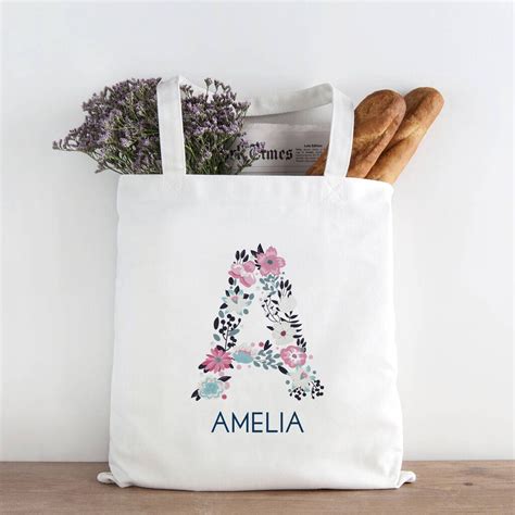Floral Initial Personalised Tote Bag By Chips And Sprinkles Decorated