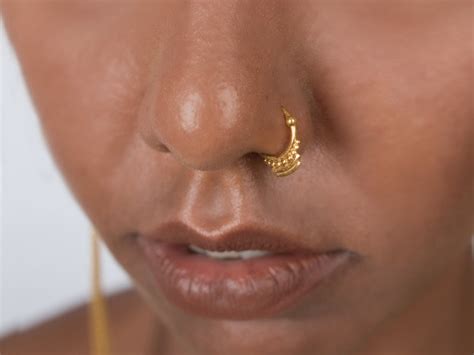 Indian Nose Ring 20g Nose Hoop 14k Gold Nose Jewelry 14k Etsy