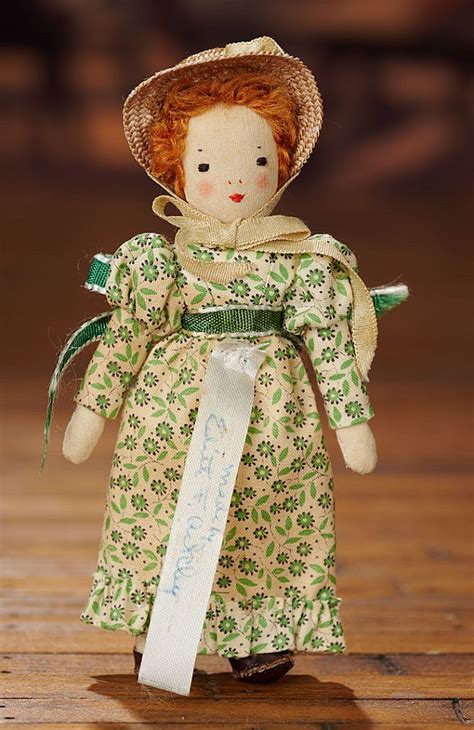 American Miniature Cloth Doll By Edith Flack Ackley With Original Label