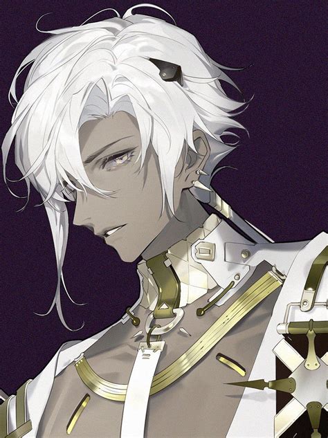An Anime Character With White Hair Wearing Armor