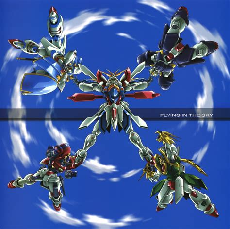 Safebooru 90s Bolt Gundam Clouds Crossed Arms Dragon Gundam G Gundam God Gundam Gundam Highres