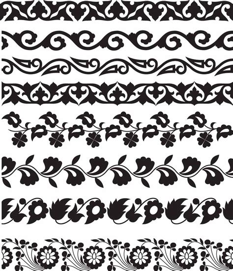 Floral Seamless Borders Set Vector Clip Art Borders Vector Free Pattern