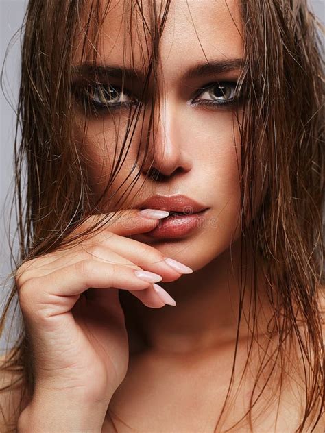 Beautiful Face Of Woman With Wet Hair Stock Image Image Of Lips Fashion 98278611