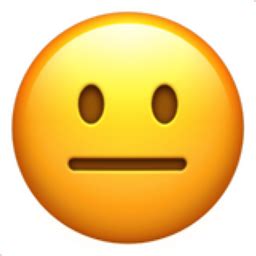 Neutral face emoji looks like expressionless face with a smiley with open eyes and indifferent mouth in the form of a straight line. Neutral Face Emoji (U+1F610)