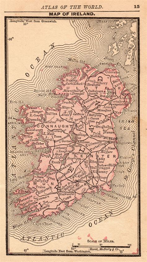 1888 Tiny Ireland Map Antique Miniature Map Of Ireland Wall Etsy