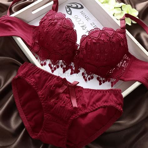 Sexy Push Up Lace Bra And Panty Set Ladys Embroidery Deep V Lingerie