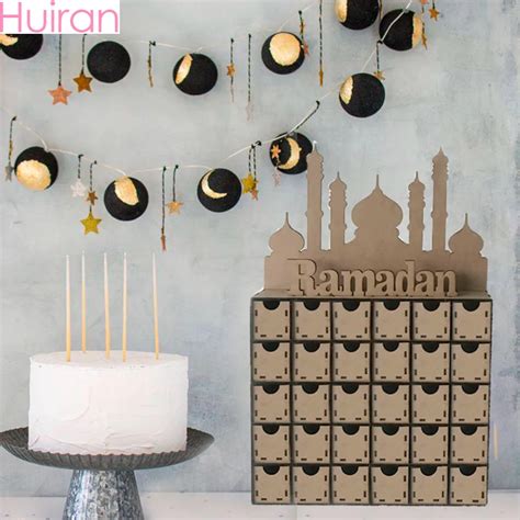Huiran Ramadan Decoration Drawer Happy Eid Mubarak Decor Muslim Party