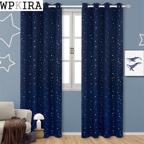 Navy Blue Star Curtains For Kids Room Lovely Printed Curtains For Boys