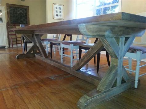 There's something pretty cool about. My DIY farm table side view 11ft long 4ft wide. The base ...