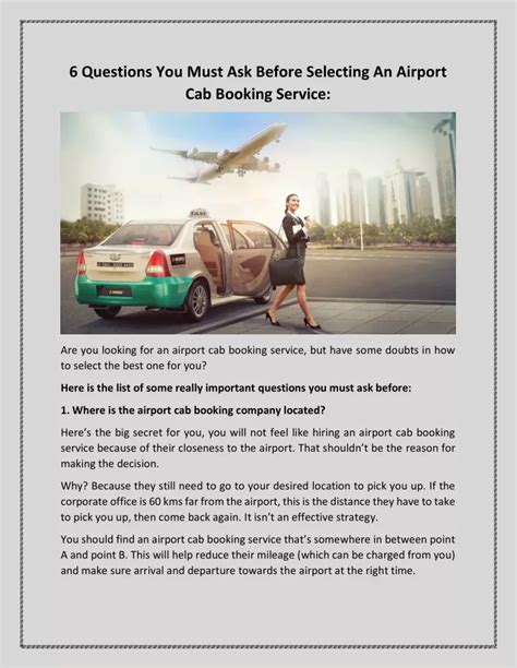 PPT 6 Questions You Must Ask Before Selecting An Airport Cab Booking
