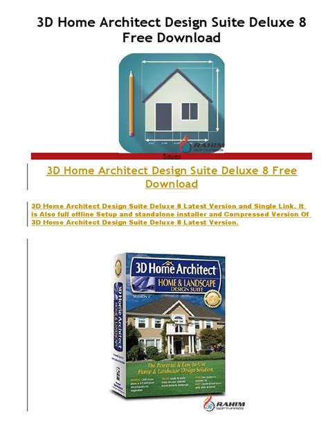 No internet connection required illustrated and video. 3D Home Architect Design Suite Deluxe 8 Free Download.doc ...